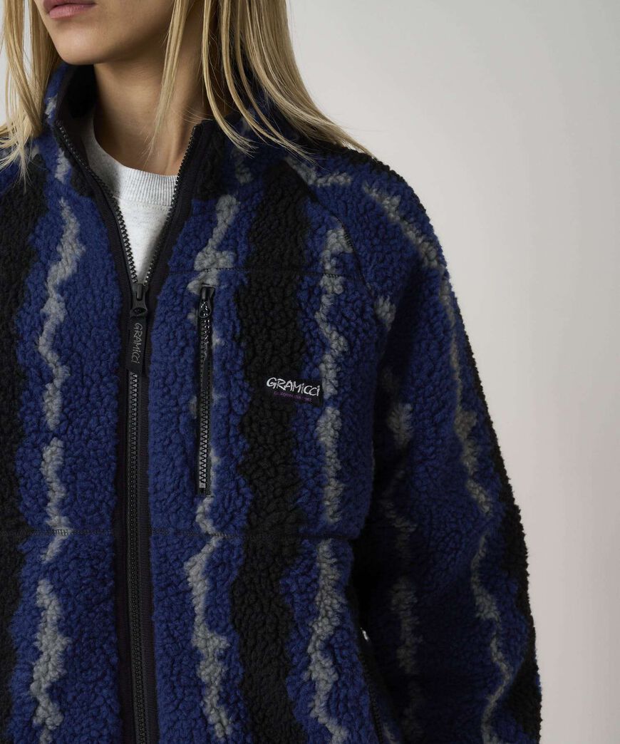 RIPPLE SHERPA JACKET,NAVY RIPPLE, large image number 8