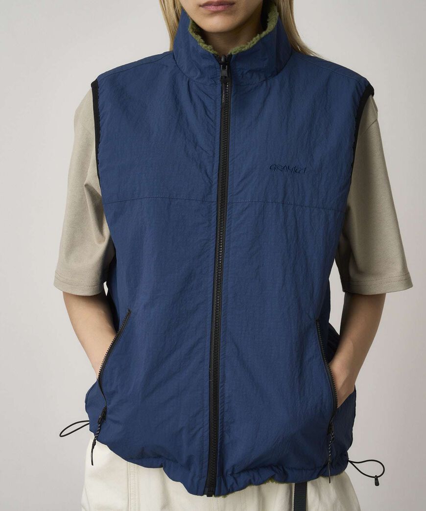 REVERSIBLE SHERPA VEST,OLIVE / DUSTY NAVY, large image number 4