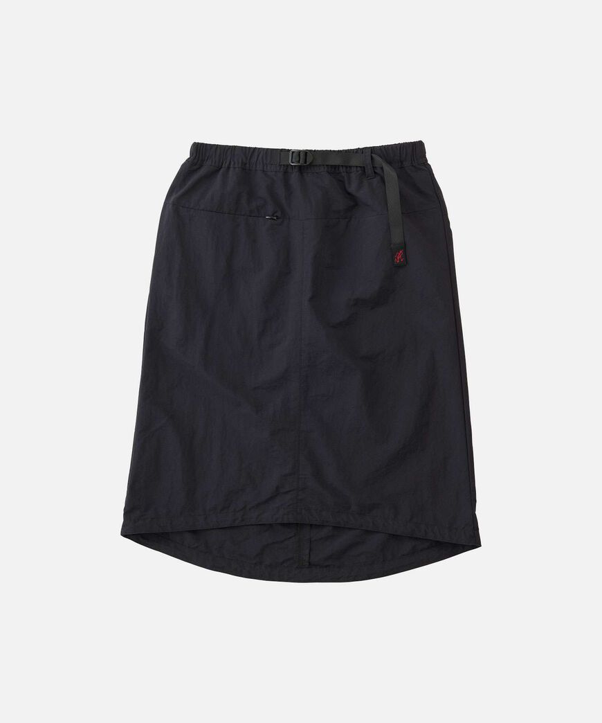 NYLON PACKABLE MIDI SKIRT,BLACK, large image number 0