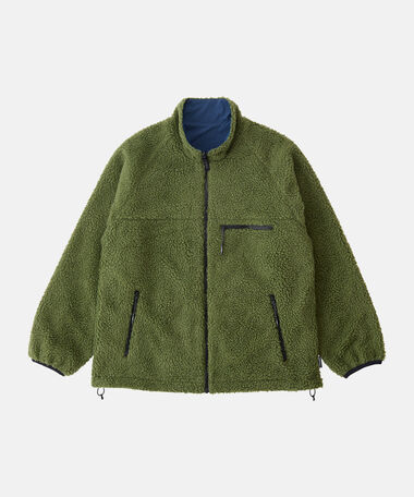 REVERSIBLE SHERPA JACKET,OLIVE / DUSTY NAVY, medium