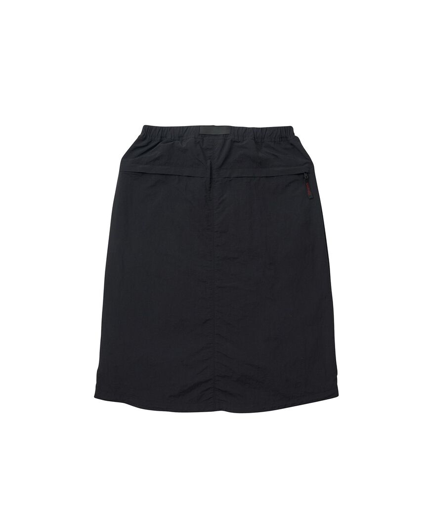 NYLON PACKABLE MIDI SKIRT,BLACK, large image number 1