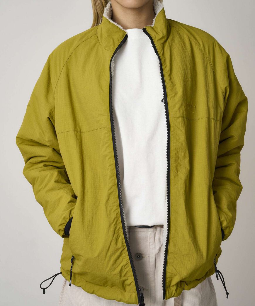 REVERSIBLE SHERPA JACKET,NATURAL / CHARTREUSE, large image number 4