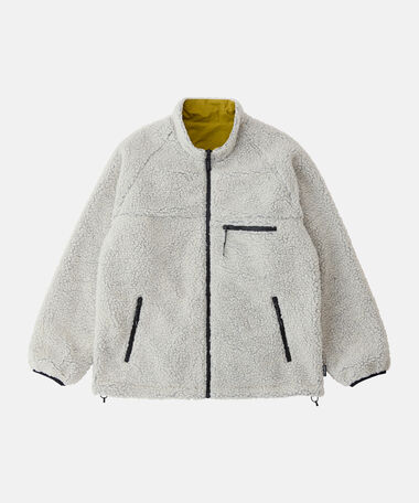 REVERSIBLE SHERPA JACKET,NATURAL / CHARTREUSE, medium