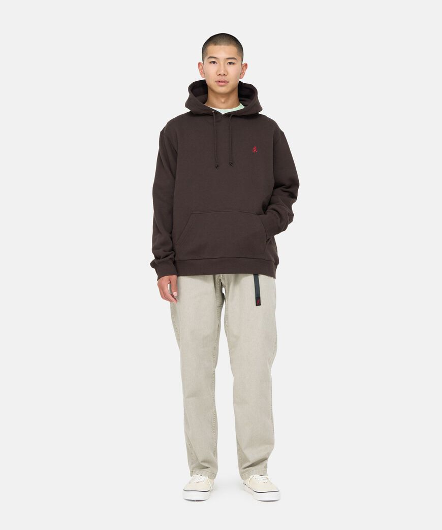 ONE POINT HOODED SWEATSHIRT,DARK BROWN, large image number 2