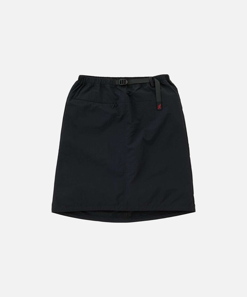 NYLON PACKABLE MIDI SKIRT,BLACK, large image number 0