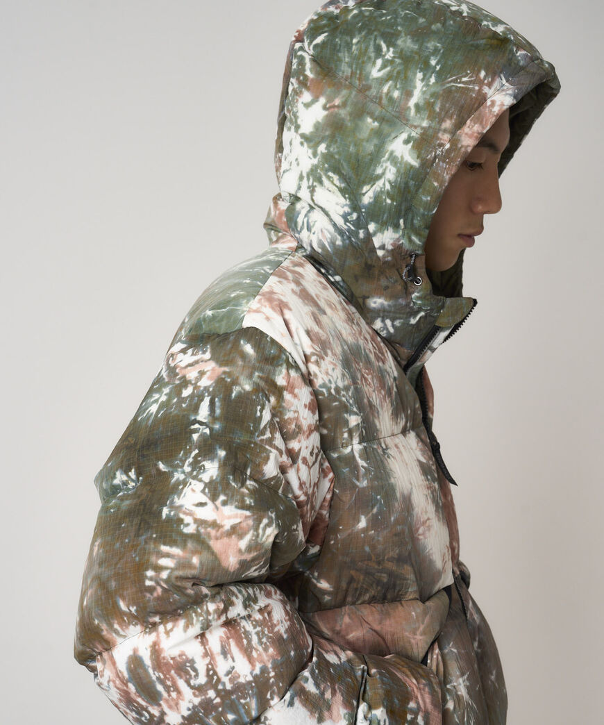 DOWN PUFFER HOODED JACKET,TIE DYE, large image number 4