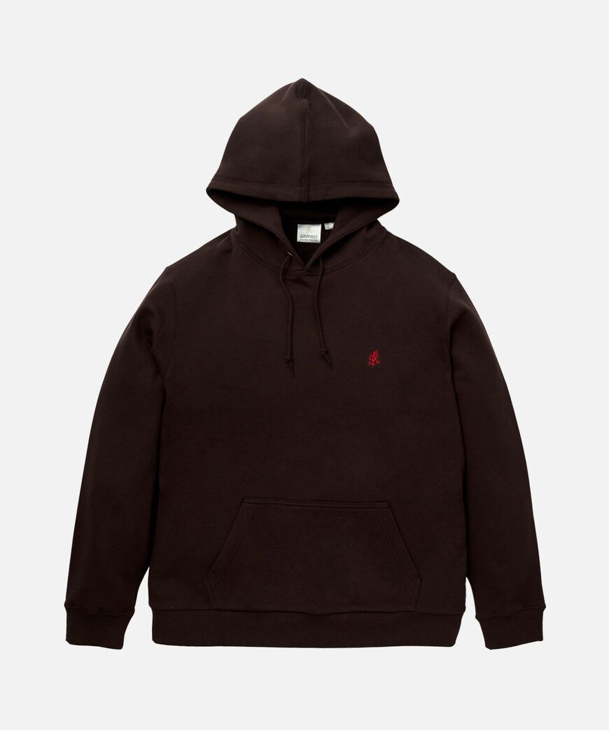 ONE POINT HOODED SWEATSHIRT,DARK BROWN, large image number 0