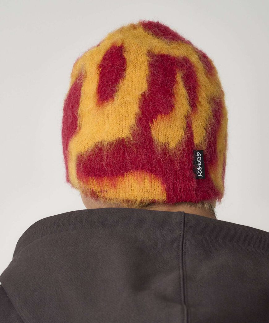 MOHAIR BURLY RUNNINGMAN BEANIE,BURNT ORANGE, large image number 1