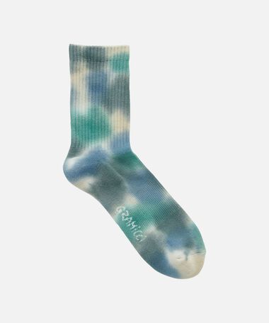 TIE DYE CREW SOCKS,BLUE, medium